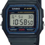 Casio Série F91W | Relógio digital | Resistente à água | Luz LED | Cronômetro de 1/100 SEC | Tempo regular (HR, min, SEC, PM, data, dia) | Alarme diário | Leve | Bateria de 7 anos