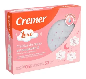 Fralda Pano Menina Estampada 100% Algodão Caixa Com 5 Cremer