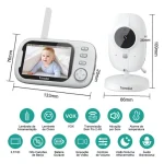 Babá Eletrônica Abm600 Câmera Semfio Visão Noturna 20H 3.5” Lcd Tela Grande De Alta Definição Multifuncional Alarme Com Microfone