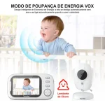 Babá Eletrônica Abm600 Câmera Semfio Visão Noturna 20H 3.5” Lcd Tela Grande De Alta Definição Multifuncional Alarme Com Microfone