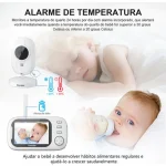 Babá Eletrônica Abm600 Câmera Semfio Visão Noturna 20H 3.5” Lcd Tela Grande De Alta Definição Multifuncional Alarme Com Microfone