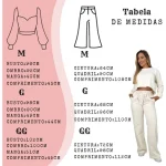 Conjunto Moletom Flanelado Cropped Calça Pantalona Tendência