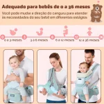 Bolsa Canguru Ergonômico Baby Bear Premium 12 Posições 4 Em 1 Cor Verde