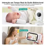 Babá Eletrônica Abm600 Câmera Semfio Visão Noturna 20H 3.5” Lcd Tela Grande De Alta Definição Multifuncional Alarme Com Microfone