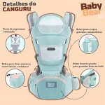 Bolsa Canguru Ergonômico Baby Bear Premium 12 Posições 4 Em 1 Cor Verde