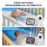 Babá Eletrônica Abm600 Câmera Semfio Visão Noturna 20H 3.5” Lcd Tela Grande De Alta Definição Multifuncional Alarme Com Microfone